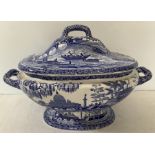 A 19thC Spode transfer printed tureen and cover. 37 x 22cms. Condition ReportLid with chip and