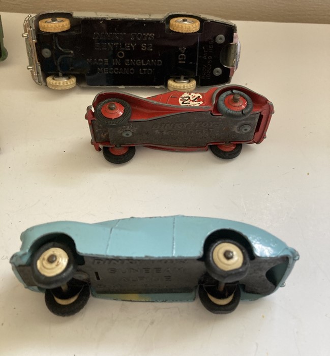 A large collection of playworn Dinky convertible cars to include Jaguar, Armstrong Siddelet, Sunbeam - Image 16 of 17