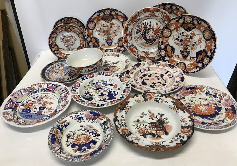 Predominantly Masons Ironstone china plates and bowls, no chips or cracks (15)