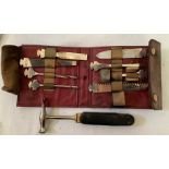 The 'Bonsa' Germany, circa 1920's multitool in leather wallet, each of the tools clips into the