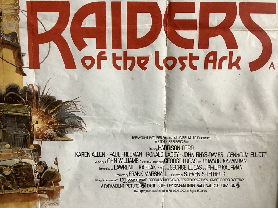 Framed film poster, RAIDERS OF THE LOST ARK, Harrison Ford, Paramount Pictures 1981. 75 h x 100cms - Image 2 of 3