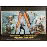 Framed film poster, Roger Moore, James Bond in FOR YOUR EYES ONLY. United Artists 1980's.