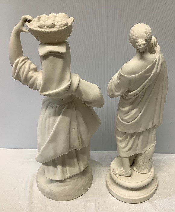 Two Parian female figures in good condition, one marked Diana and initials J W to rear. 37cms h. - Image 3 of 8