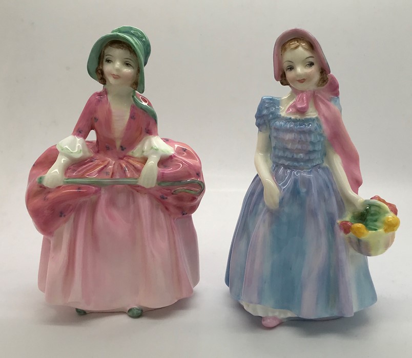 Two Royal Doulton figurines, Bo-Peep HN1811 and Wendy HN2109, good condition.