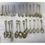 Silver cutlery to include Georgian and Victorian spoons and a fork. 495.5gms (23)