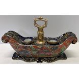 A rare Masons Ironstone Bandana pattern inkwell. C1830-40. 20cms l.