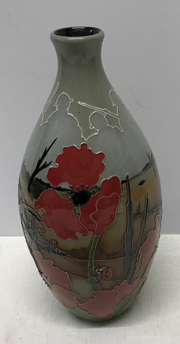 A Moorcroft Lest We Forget vase, 24cms h, printed, painted and impressed marks to base. Initialled K - Image 2 of 6