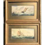Two watercolour seascapes, monogrammed lower right, L.a.m 1878. 14 x 29cms.