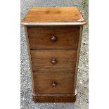 A 19thC three height bedside chest of drawers.