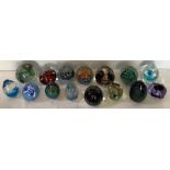 Glass paperweights including Mtarfa, Uredale glass, Ciig, Glasform, Adrian, Sankeu '90, R.P. Golding