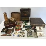 Mixed lot, Gents travel vanity case, Boots first aid case and contents, lighthouse money box,