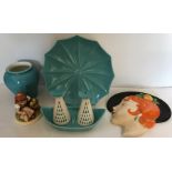 Ceramics to include Midwinter fashion shape plate, cruet on stand (chip to glaze on one), Hummel '