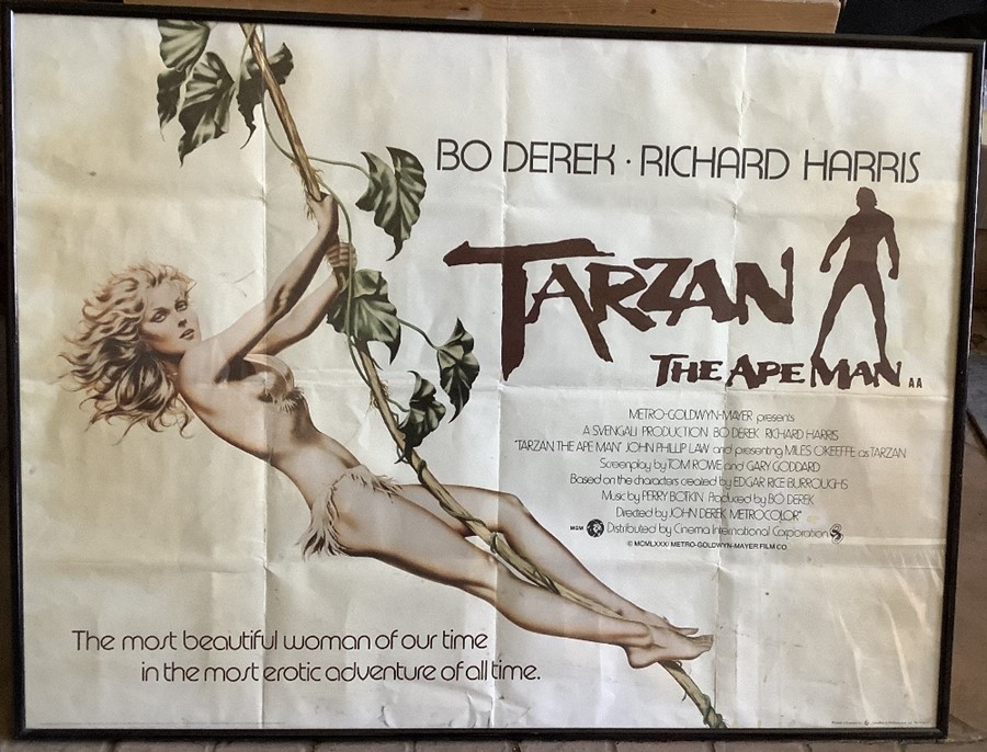 Framed film poster, TARZAN THE APEMAN, Bo Derek, Richard Harris, Metro Goldwyn Mayer 1981. 75 h x