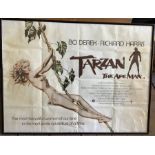 Framed film poster, TARZAN THE APEMAN, Bo Derek, Richard Harris, Metro Goldwyn Mayer 1981. 75 h x