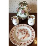 Ceramics including 2 modern Coalport jugs, Worcester plate and vase, a/f.