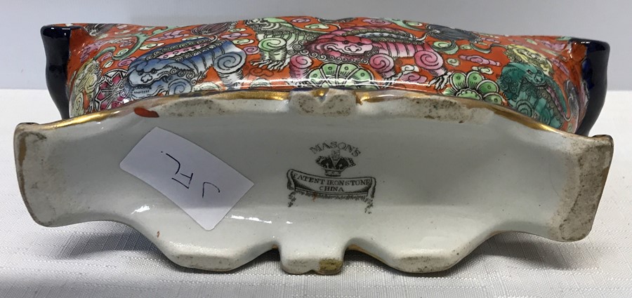 A rare Masons Ironstone Bandana pattern inkwell. C1830-40. 20cms l. - Image 3 of 3