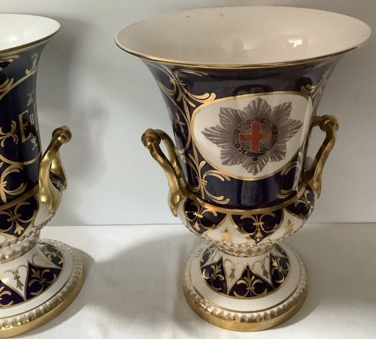 Pair of large Caverswall lidded urns, Elizabeth II silver Jubilee, One Windsor castle painted by D. - Image 9 of 14