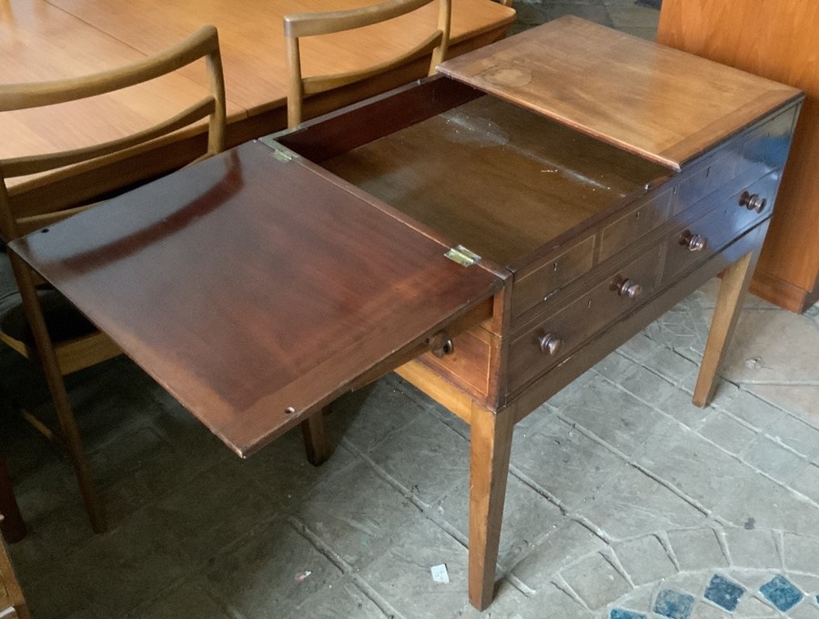 An unusual 19thC mahogany desk/plan chest. 84 w x 80 h x 56cms d. - Image 3 of 3