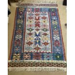 A geometric patterned Kilim, 156 x 103cms in good condition.
