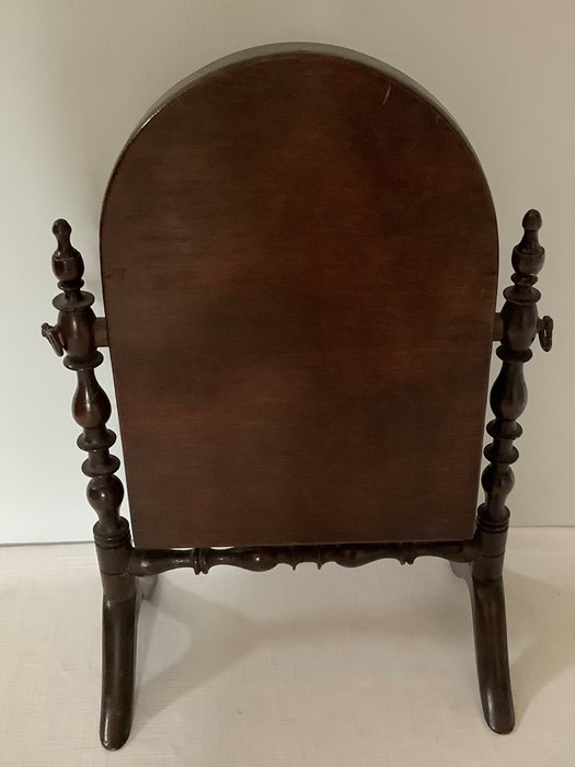A 19thC miniature mahogany cheval mirror. 30cms h 20cms w. Condition ReportFew spots to glass - Image 2 of 4