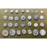 A collection of 29 various coins, mainly Roman. Varying condition.
