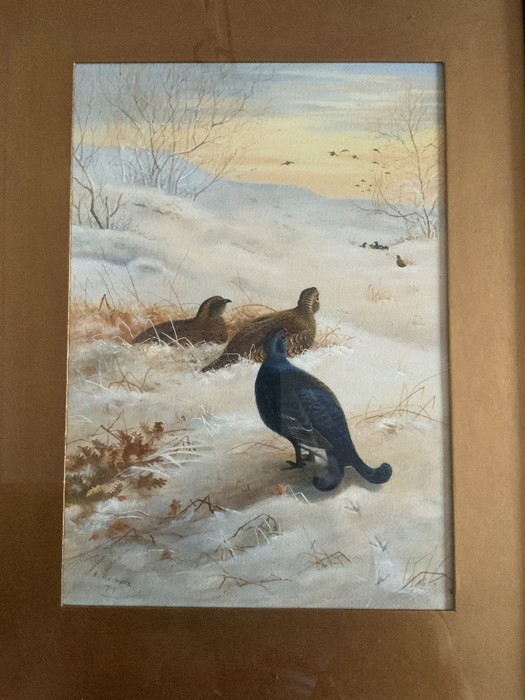 Archibald Thorburn, 1860-1935, Black Grouse in a Winter Landscape, signed and dated L.L 1919, - Image 2 of 10