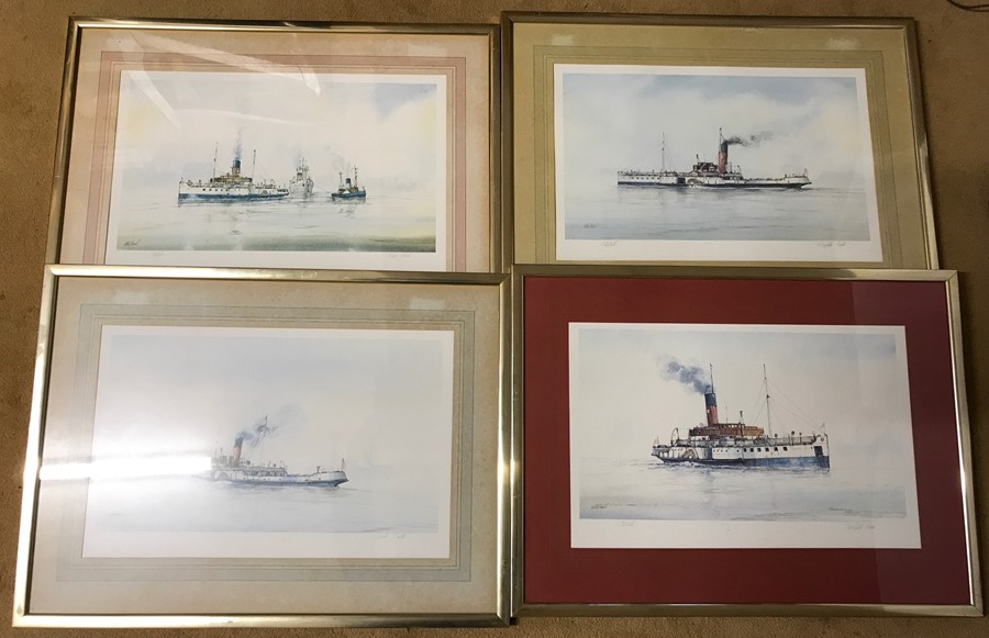 A set of four David Bell signed prints, River Humber ferries, Wingfield and Lincoln Castle. 32 x