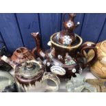 Eighteen various vintage teapots and jug to include bargeware teapot a/f, 2 motoware teapots,
