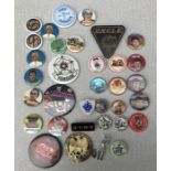 Collection of vintage pin badges, Star Trek, Spectrum, Dr Who, Magic Roundabout, Blue Peter badge