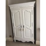 A French style painted double wardrobe. 206 x 125cms.