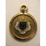 A 9 ct gold and enamel medal for Wearside League Runners Up. 1933-4. 5.4gms.