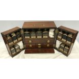 A fine quality mahogany travelling/campaign apothecary chest. Circa 1800 with bottles, pestle and