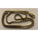 A 9 carat gold chain. 37cms l. 6.5gms.