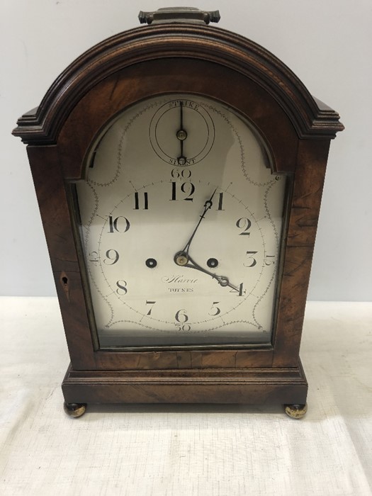 A double fusée mahogany bracket clock. Harvie of Totnes. Circa 1800. 43cms h.