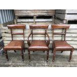 Three Regency bar backed dining chairs including one carver.