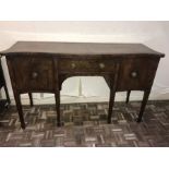 A mahogany sideboard central drawer with cupboard either side. 153 w x 52 d x 91cms h.