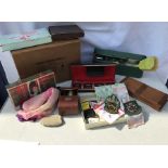 Mixed selection, James Ogden box, travel vanity cases, executive pencil box, hankies, matchboxes,