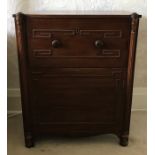 A Victorian mahogany commode opening to reveal original potty. 60 w x 38 d x 73cms h.