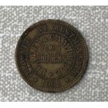 A token coin, Pearey and Campbell Family Grocers, Queen Alexandra 1902.