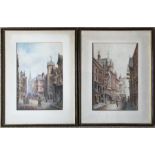 Framed pair of watercolour paintings, signed A Lightfoot, The Cross and Watergate Street, Chester.