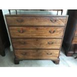 A 19thC mahogany 4 height chest of drawers on bracket feet. 97 w x 43 d x 108cms h.