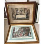 Two framed prints, gilt frames William Hogarth, Canvassing for Votes, 38 h x 47cms w and a Victorian
