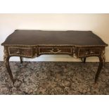 A good quality French ormolu mounted bureau plat 170 w x 91 d x 79cms h.