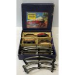 Hornby O Gauge tinplate M.O Passenger part train set, boxed, no engine, track, 2 carriages and