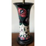 A contemporary Moorcroft lamp tublined with Charles Rennie Mackintosh design. 50cms h including