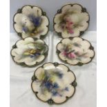 Five Hadley's Worcester plates. 22cms d. Condition ReportOne with hairline.