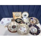 A boxed lot of ceramics to include Davenport plate, Wesleyan Church Heckington 1911 cup/saucer,