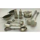 Various silver items to include cruet sets, spoons etc. 204.7gms.