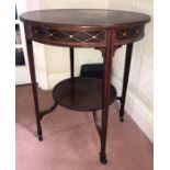 Edwardian occasional table with mother of pearl inlay. 61 w x 73cms h.