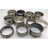 Hallmarked silver napkin rings. 188.2gms total.
